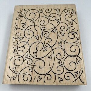 Stampin Up! Soft Swirls Hearts Background Rubber Stamp 2002 Wedding Love 5”x6”